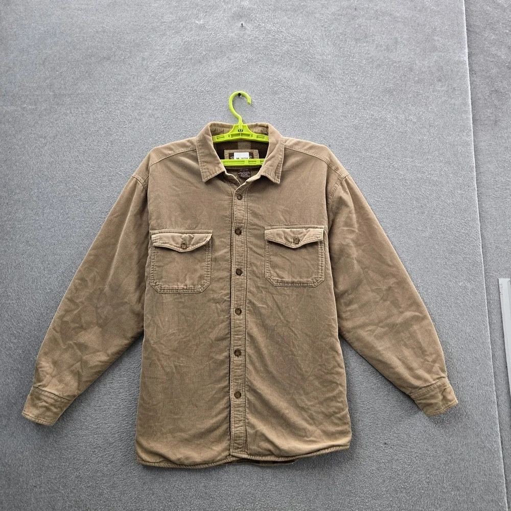 Levi's Men Jacket L Tan Shirt Button Long Sleeve‎ Corduroy Work Sherpa Lined